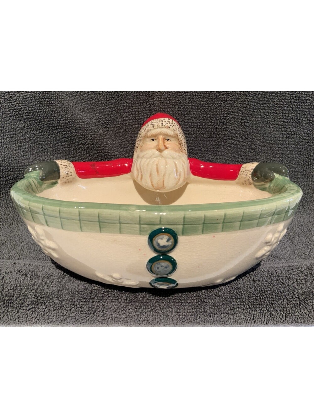 Russ Berrie Handpainted Crackled Ceramic Candy or Serving Dish